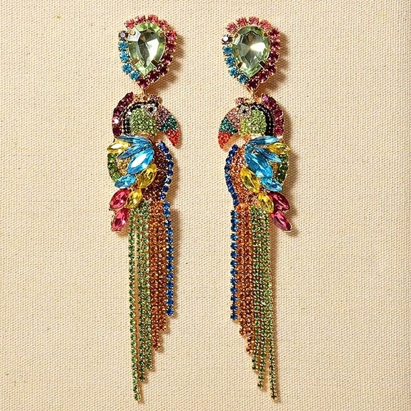 Free People Jewelry - Restocked: "Keat" glamorous colorful parrot bird earrings, multi-colour